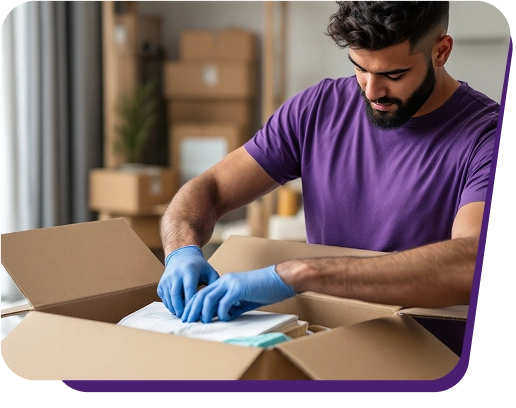 Mover carefully packing items