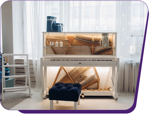 Piano in a bright room